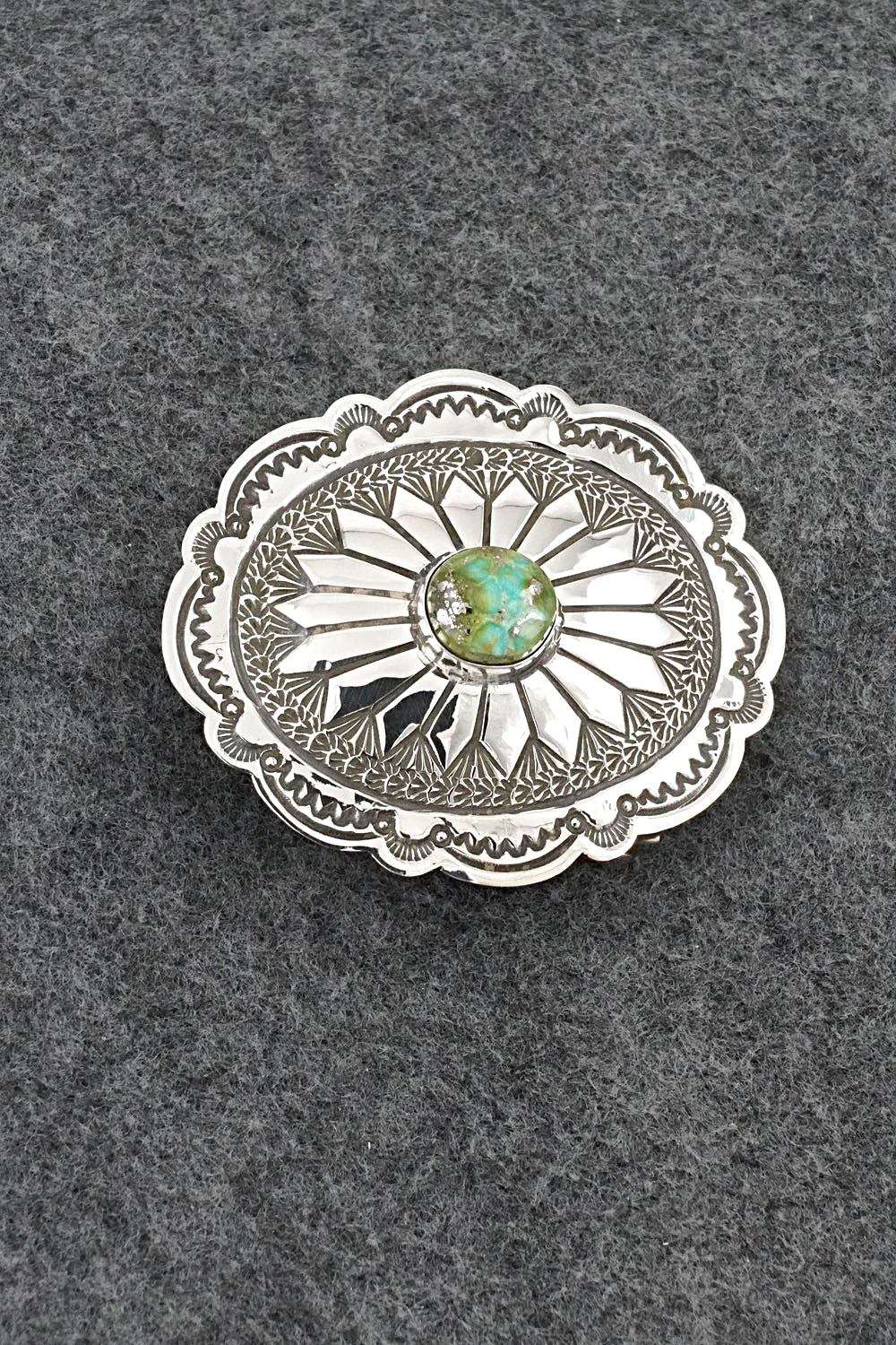 Turquoise & Sterling Silver Belt Buckle - Arnold Blackgoat