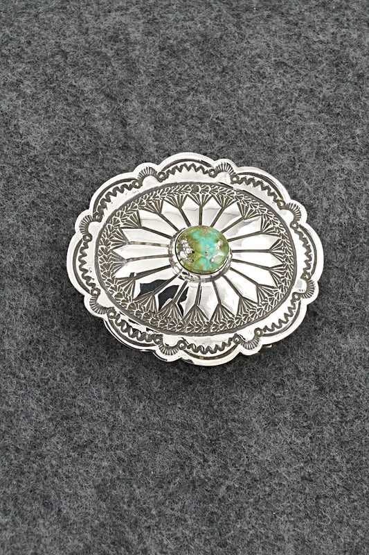 Turquoise & Sterling Silver Belt Buckle - Arnold Blackgoat