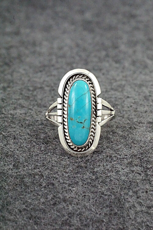 Turquoise & Sterling Silver Ring - Samuel Yellowhair - Size 8.75