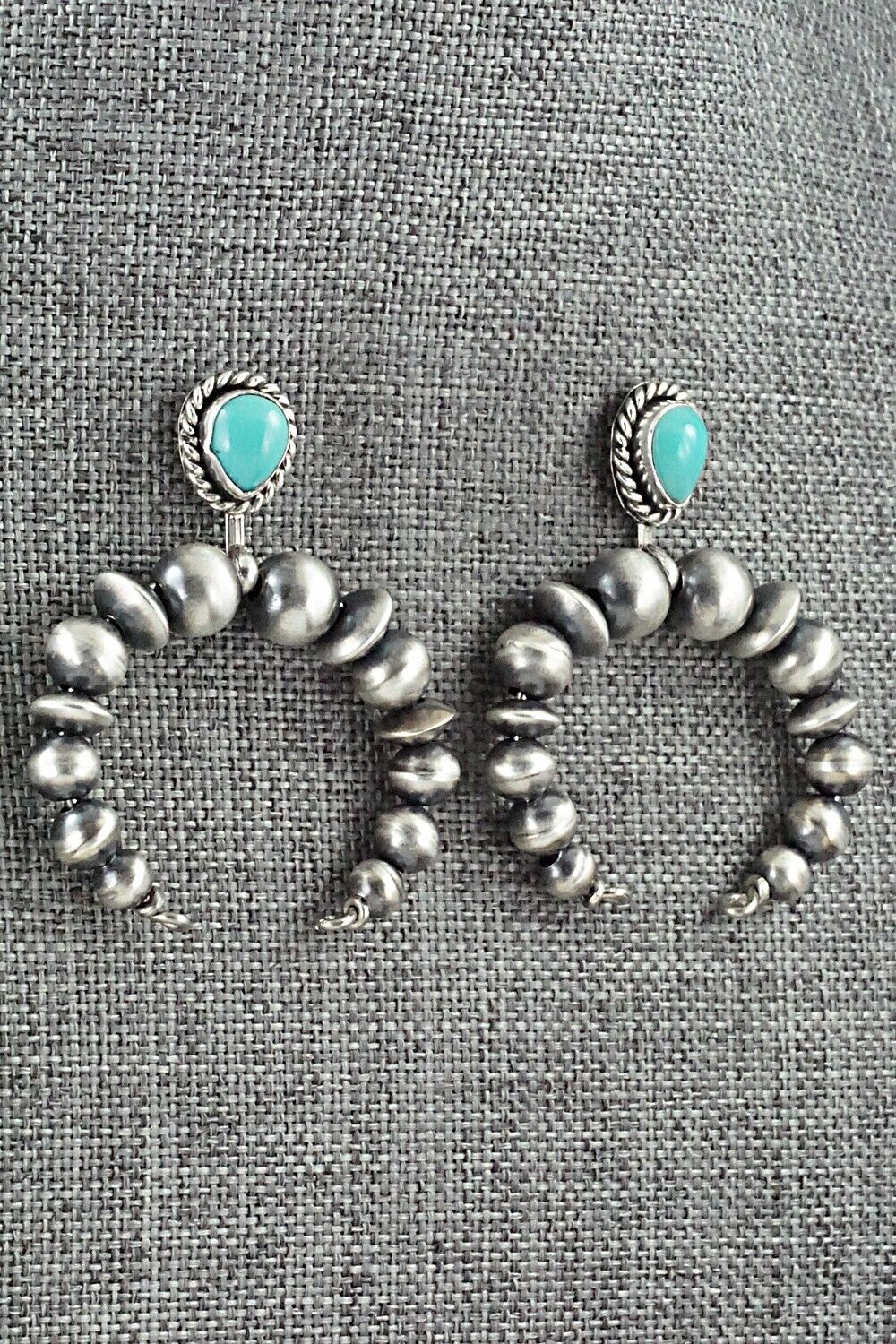 Turquoise & Sterling Silver Navajo Pearl Earrings - Amanda Larry