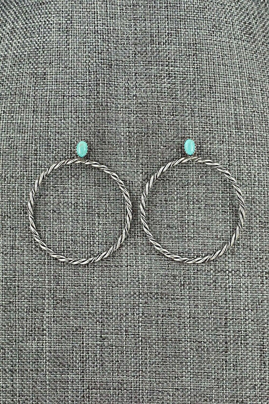 Turquoise & Sterling Silver Earrings - Nelson Leonard Jr.