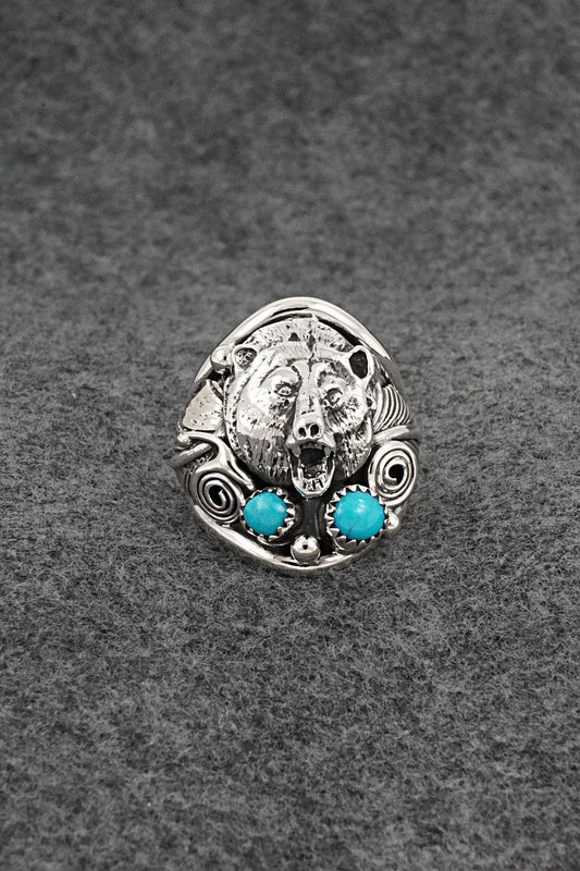 Turquoise & Sterling Silver Ring - Jeanette Saunders - Size 9.5