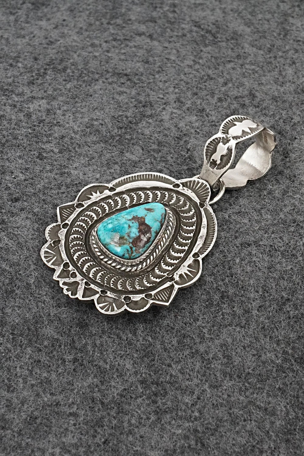 Turquoise & Sterling Silver Pendant - Leonard Maloney