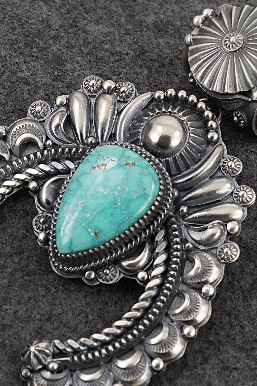 Turquoise & Sterling Silver Naja Pendant - Delbert Gordon