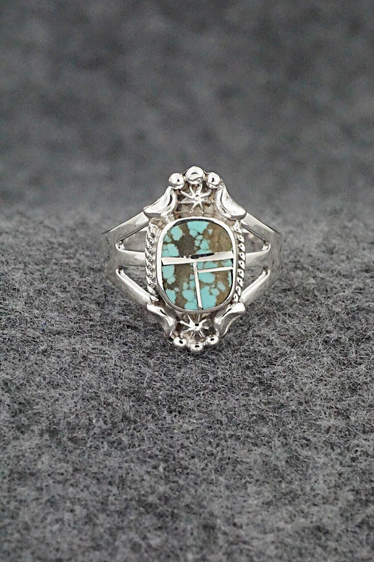 Turquoise & Sterling Silver Inlay Ring - James Manygoats - Size 9
