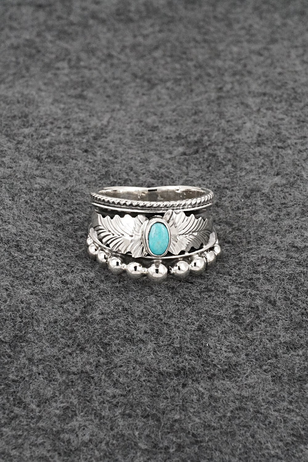 Turquoise & Sterling Silver Ring - Tom Lewis - Size 8.5
