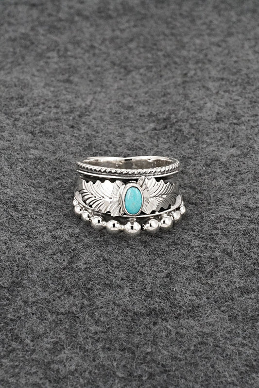 Turquoise & Sterling Silver Ring - Tom Lewis - Size 8.5