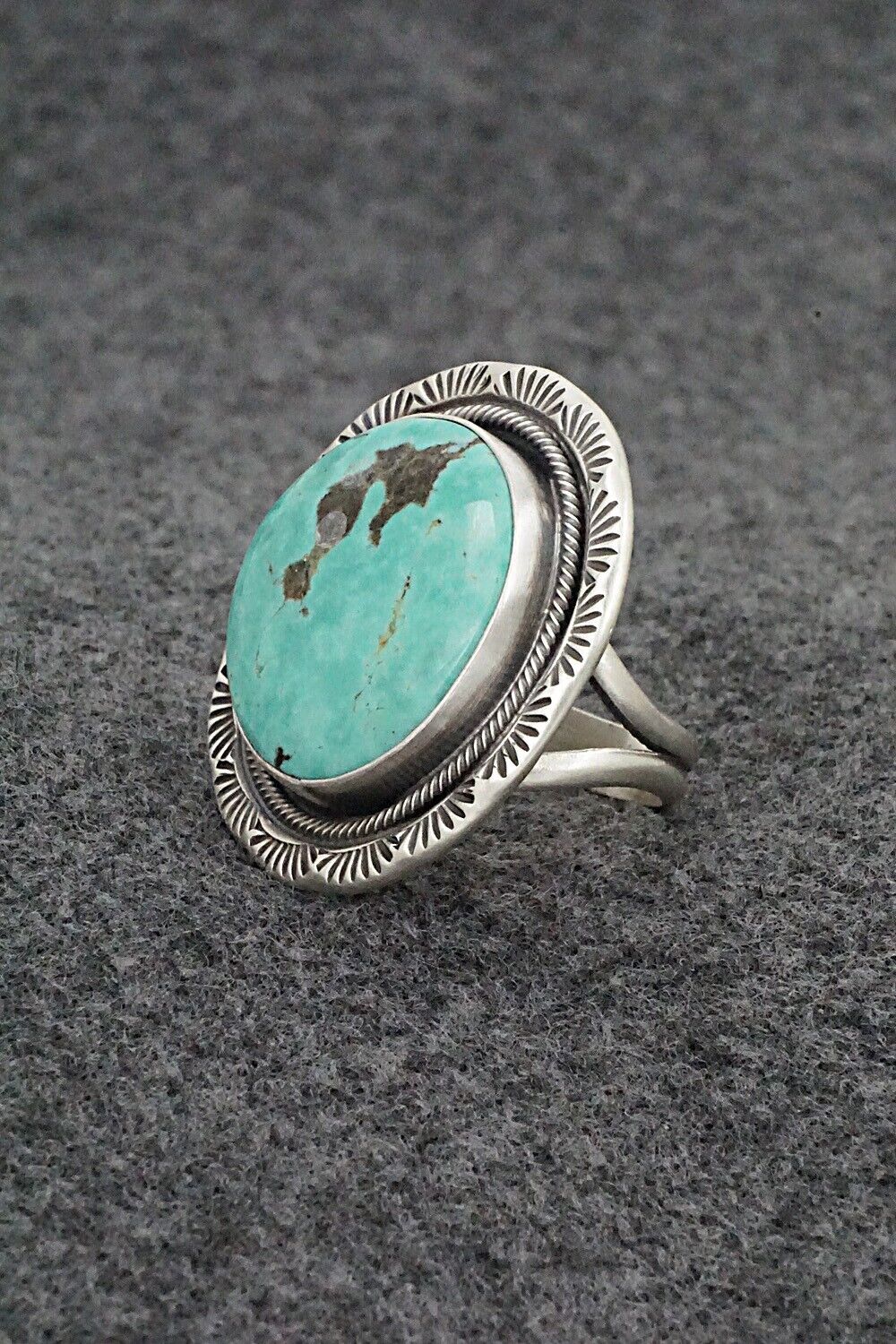 Turquoise & Sterling Silver Ring - Jameson Garcia - Size 7 Adj.