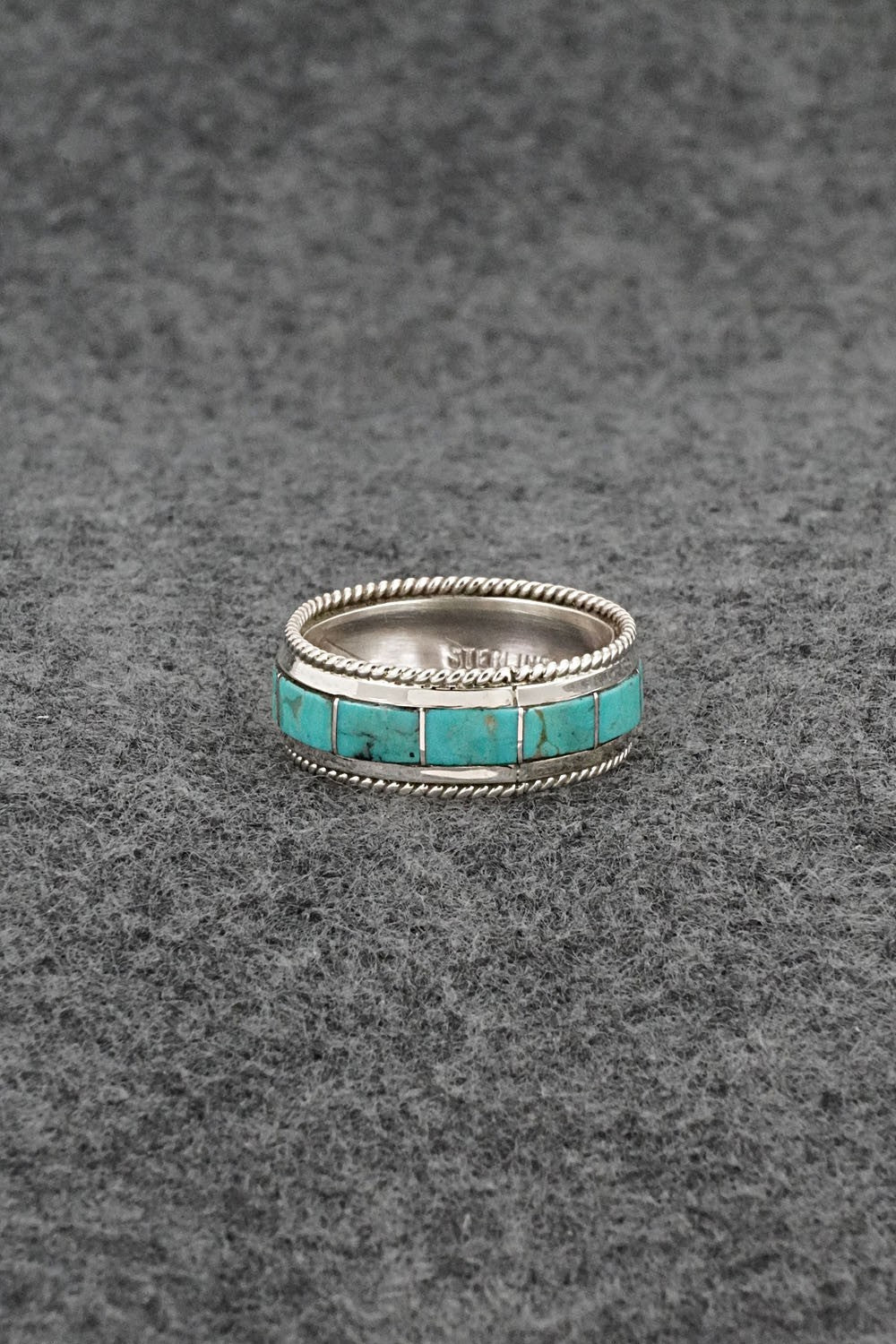 Turquoise & Sterling Silver Ring - Bruce Johnson - Size 9