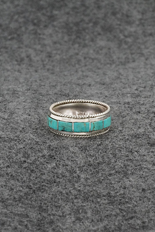 Turquoise & Sterling Silver Ring - Bruce Johnson - Size 9