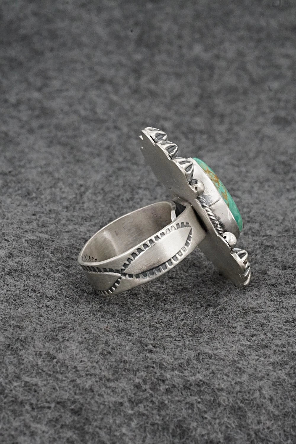 Turquoise & Sterling Silver Ring - Cordell Platero - Size Adjustable