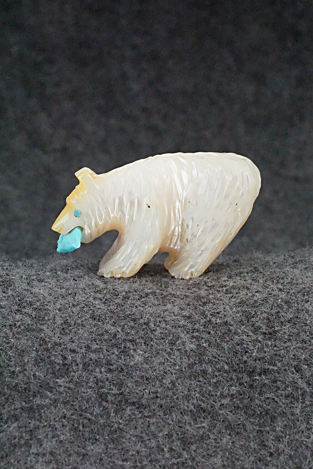 Bear with Fish Zuni Fetish Carving - Andres Quandelacy