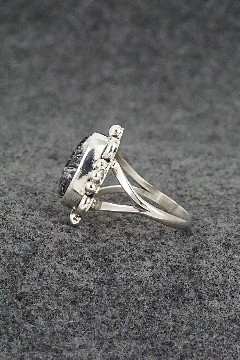 White Buffalo & Sterling Silver Ring - Priscilla Smith - Size 7.5