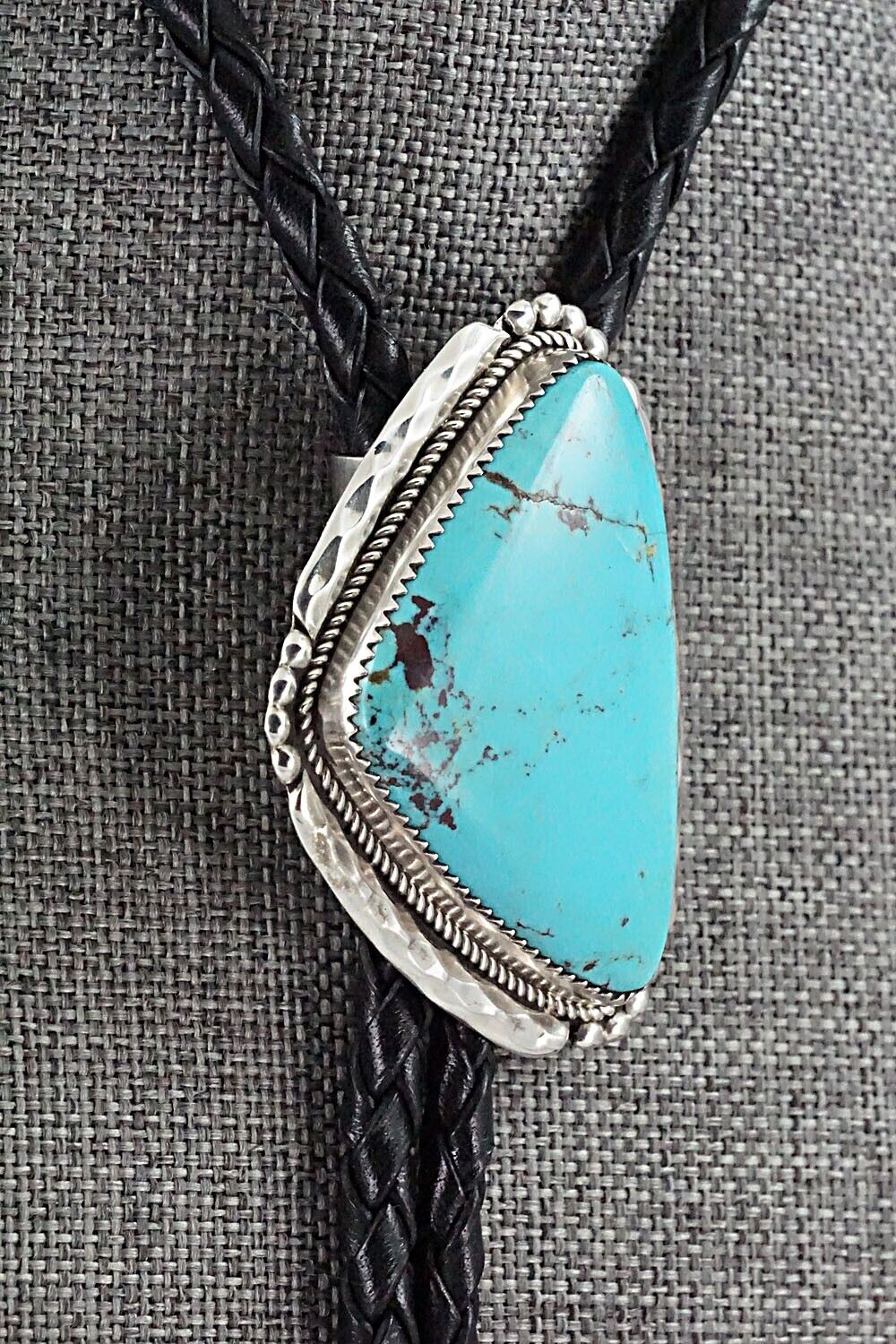 Turquoise & Sterling Silver Bolo Tie - Kenny Calavaza