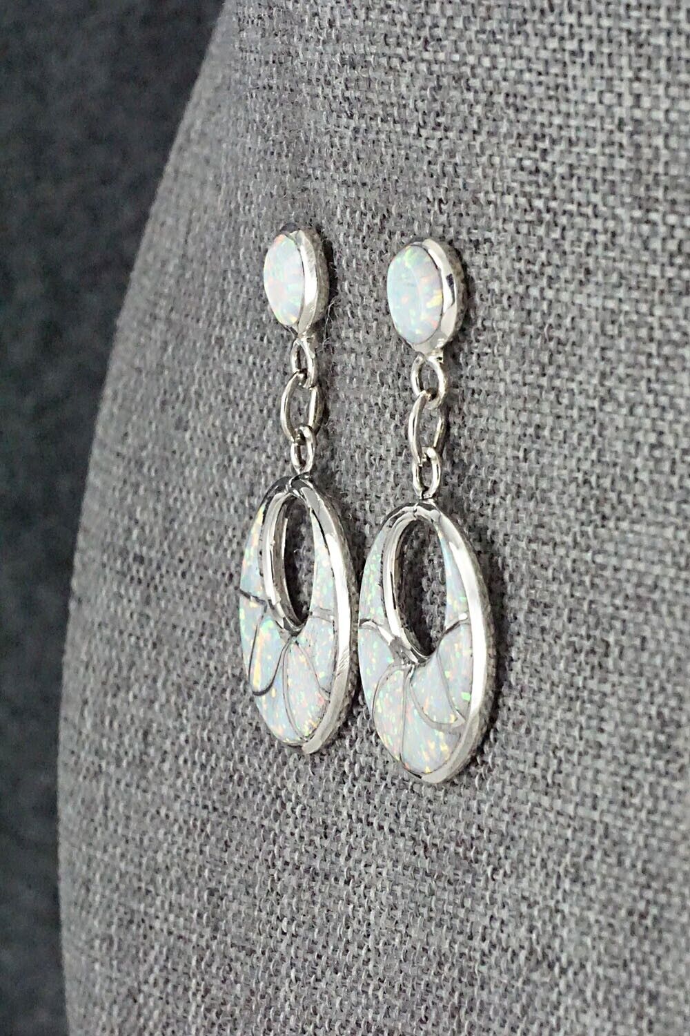 Opalite & Sterling Silver Inlay Earrings - Delorna Lahi