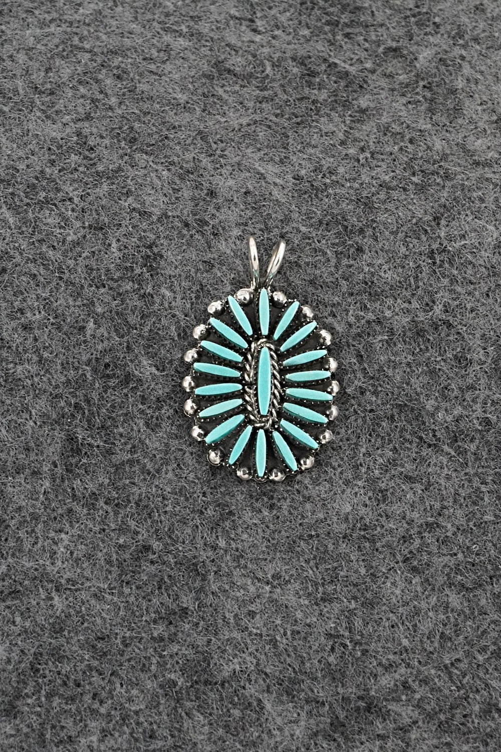 Turquoise & Sterling Silver Pendant - Fritzon Owaleon