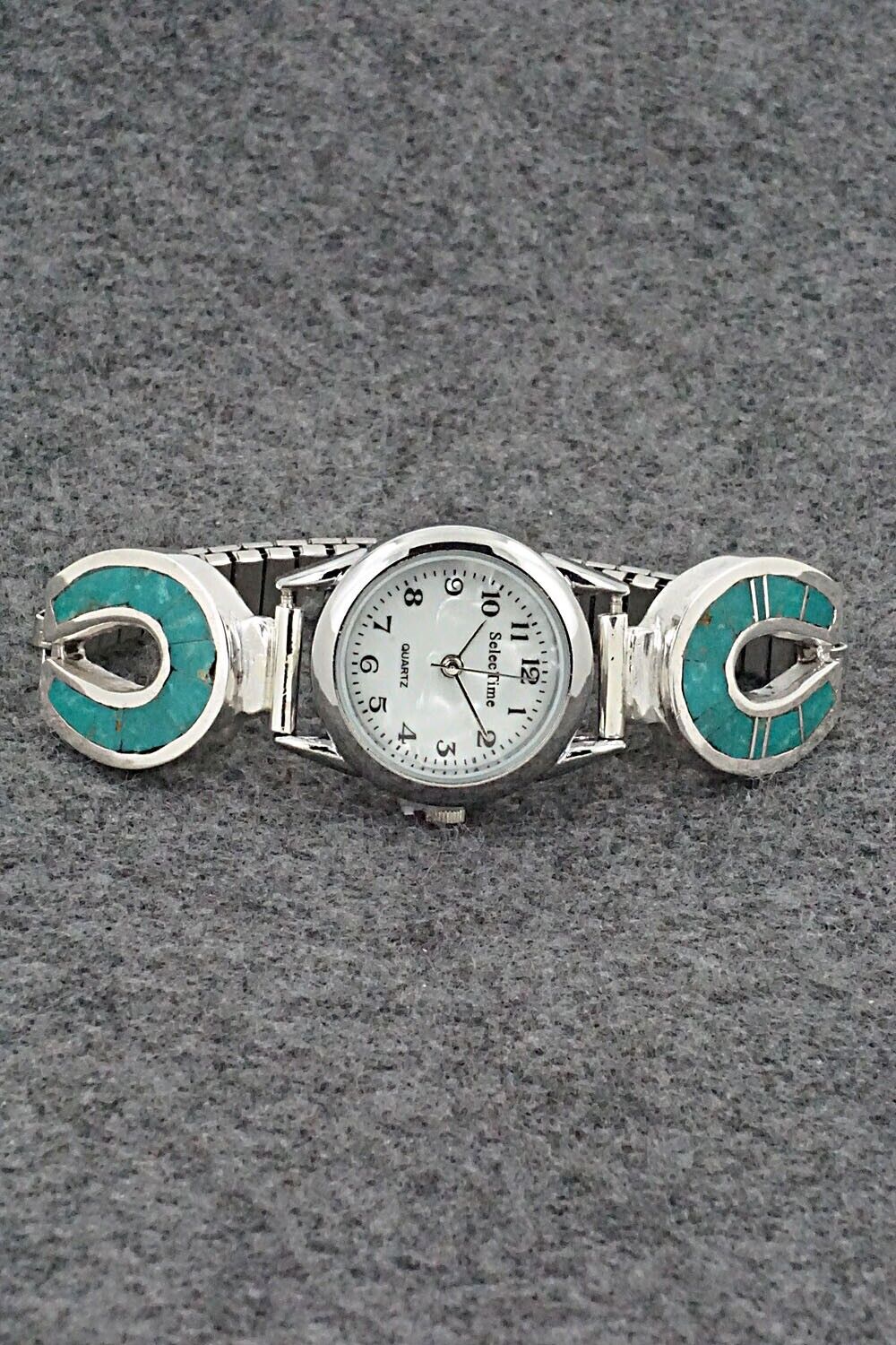 Turquoise & Sterling Silver Watch Bracelet - James Manygoats