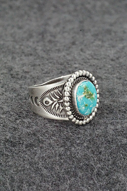 Turquoise & Sterling Silver Ring - Samuel Yellowhair - Size 9.5