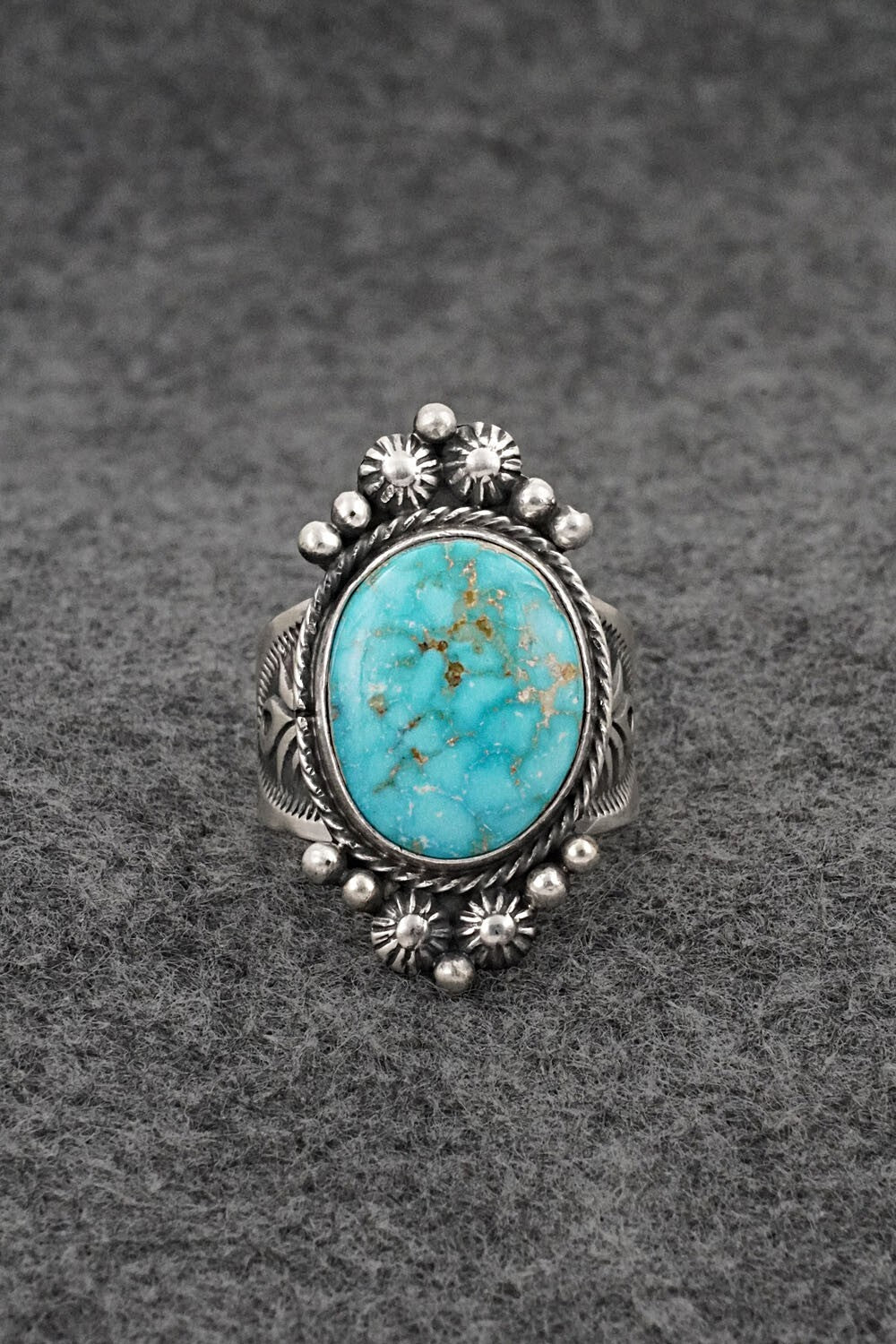 Turquoise & Sterling Silver Ring - Samuel Yellowhair - Size 8.5