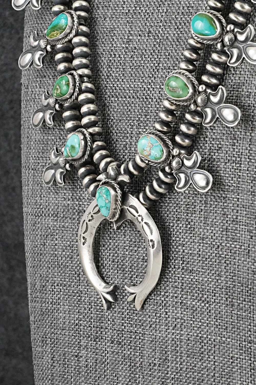 Turquoise & Sterling Silver Squash Blossom Set - Adrienne Gordon