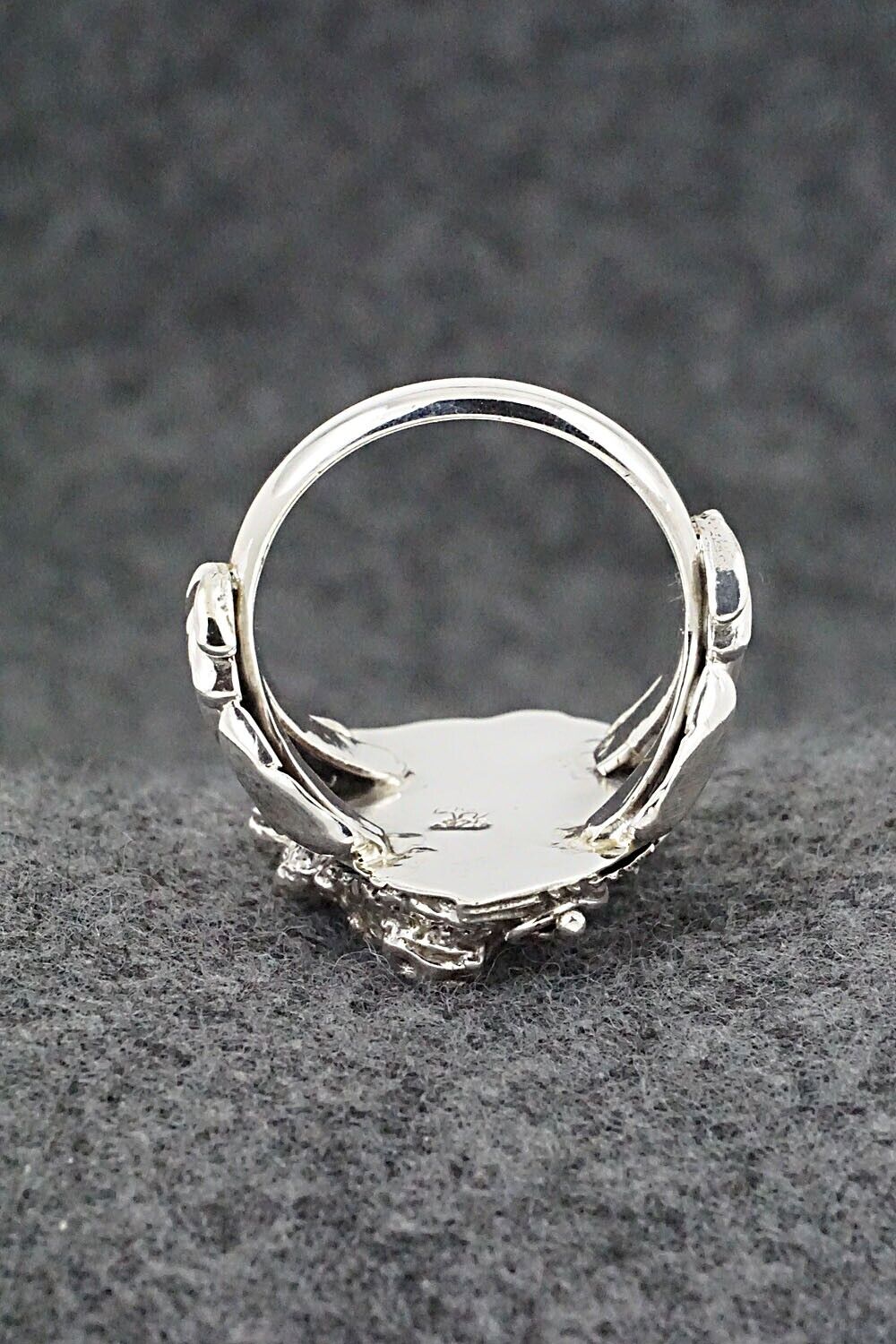 Turquoise, Coral & Sterling Silver Ring - Jeannette Saunders - Size 10.5