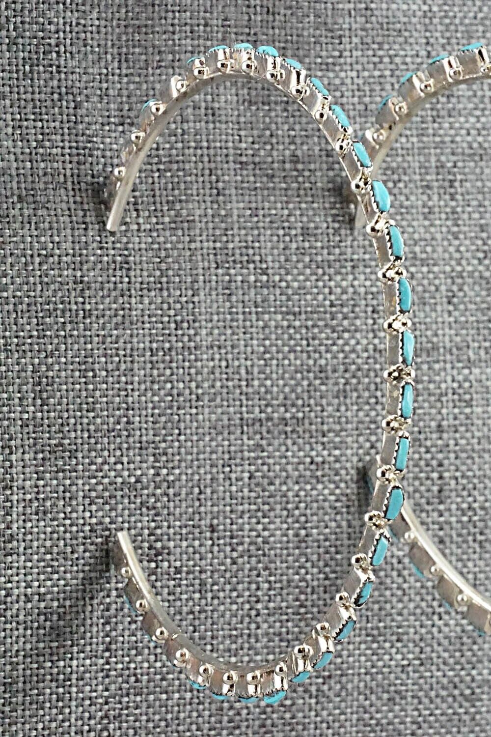 Turquoise & Sterling Silver Hoop Earrings - Aurelia Hughte