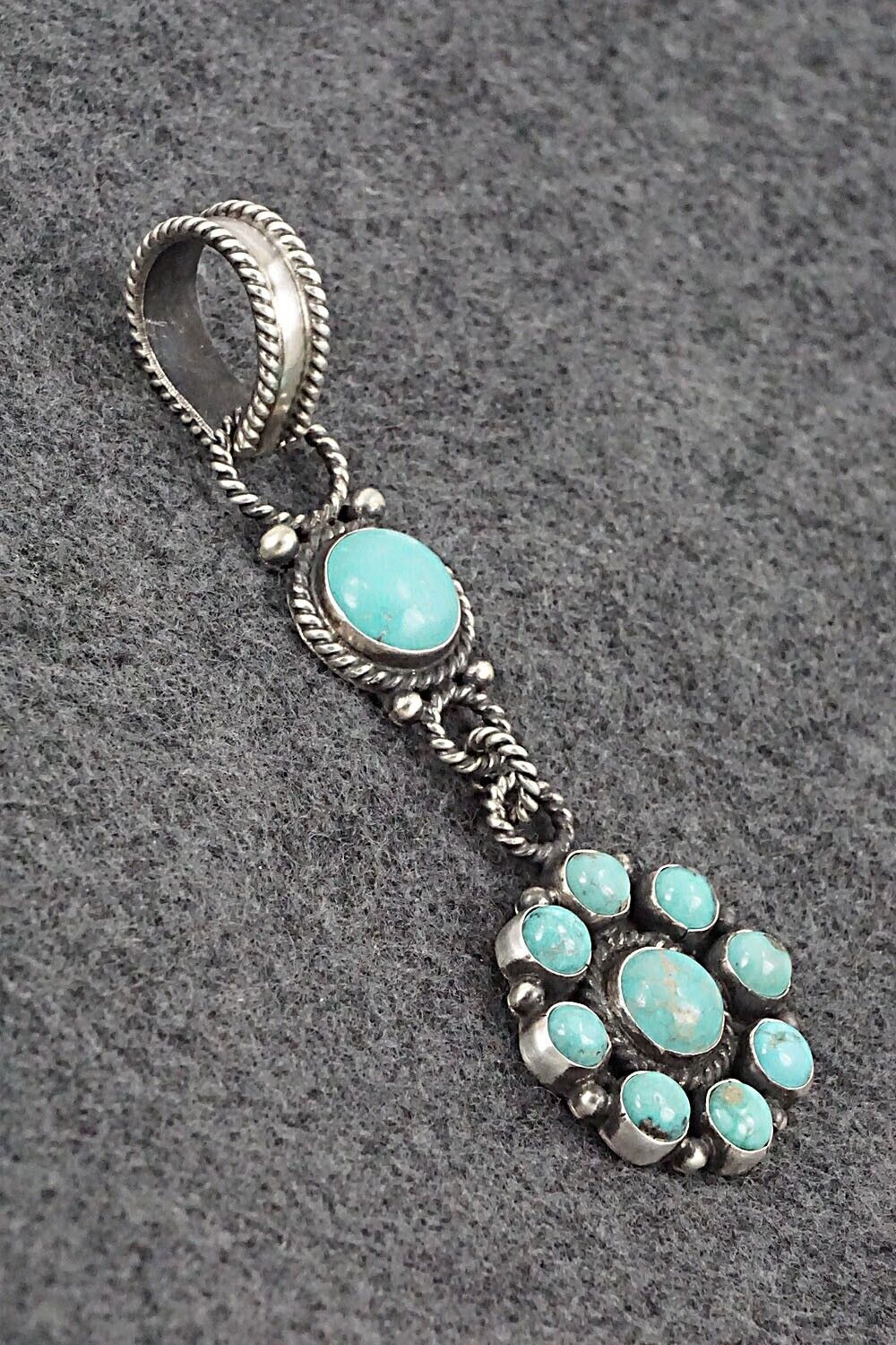 Turquoise and Sterling Silver Pendant - Devon Brown