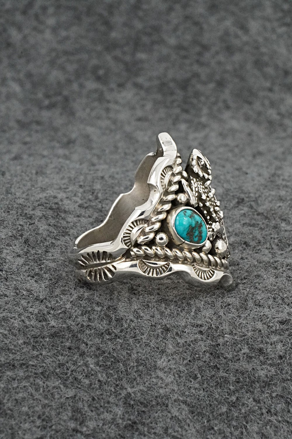 Turquoise & Sterling Silver Ring - Melvin Jones - Size 10.5
