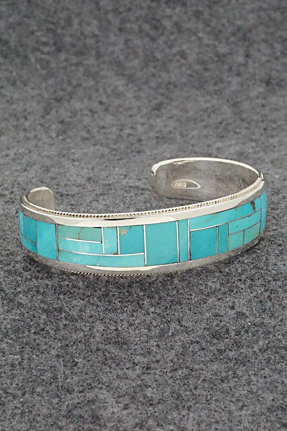 Turquoise & Sterling Silver Inlay Bracelet - Glendora Booqua