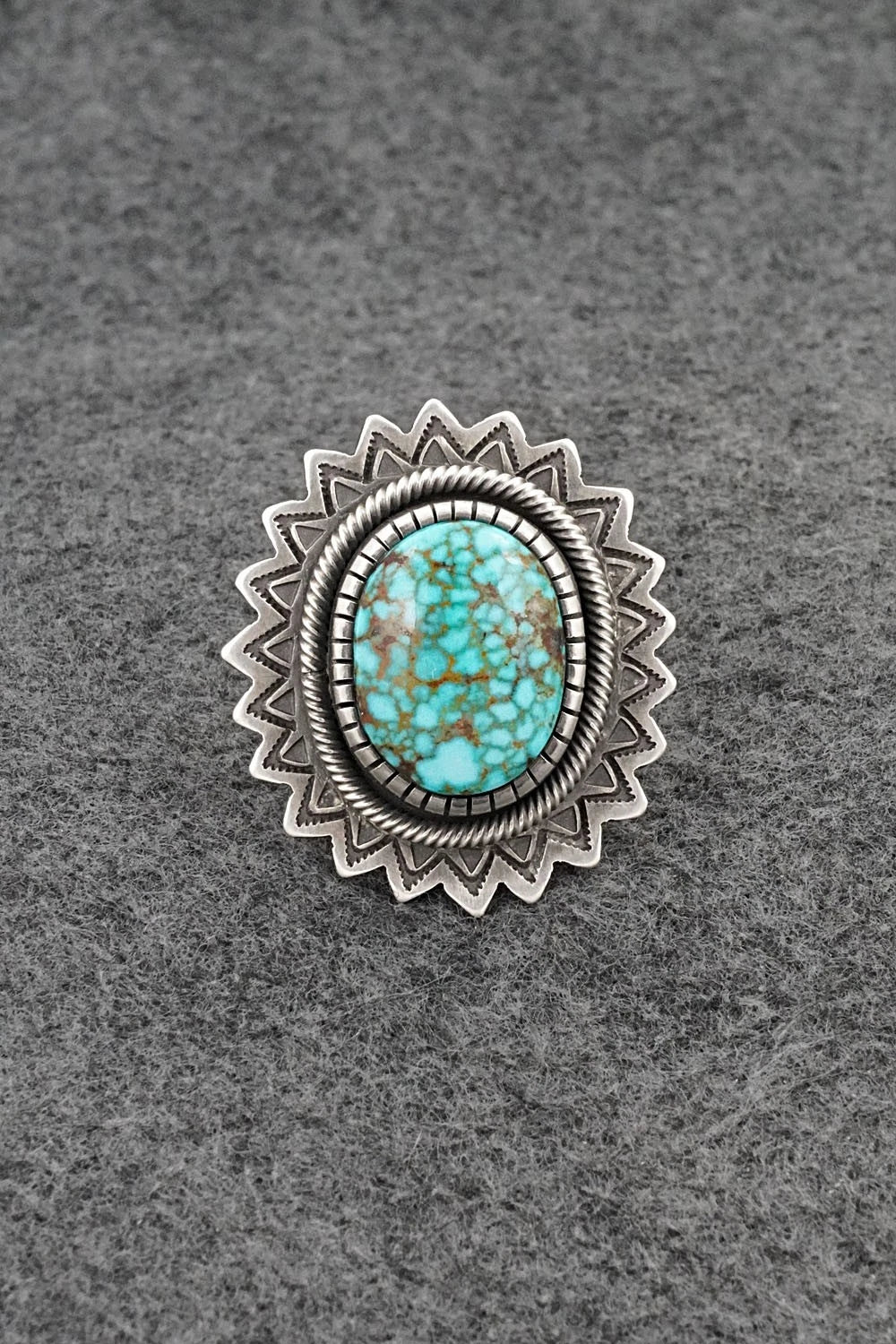 Turquoise & Sterling Silver Ring - Calvin Martinez - Size 9.5