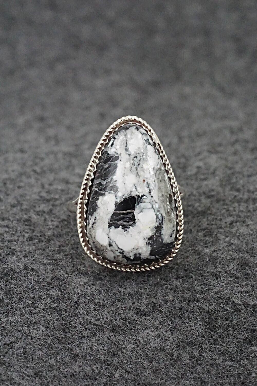 White Buffalo & Sterling Silver Ring - Ernest Hawthorne - Size 8