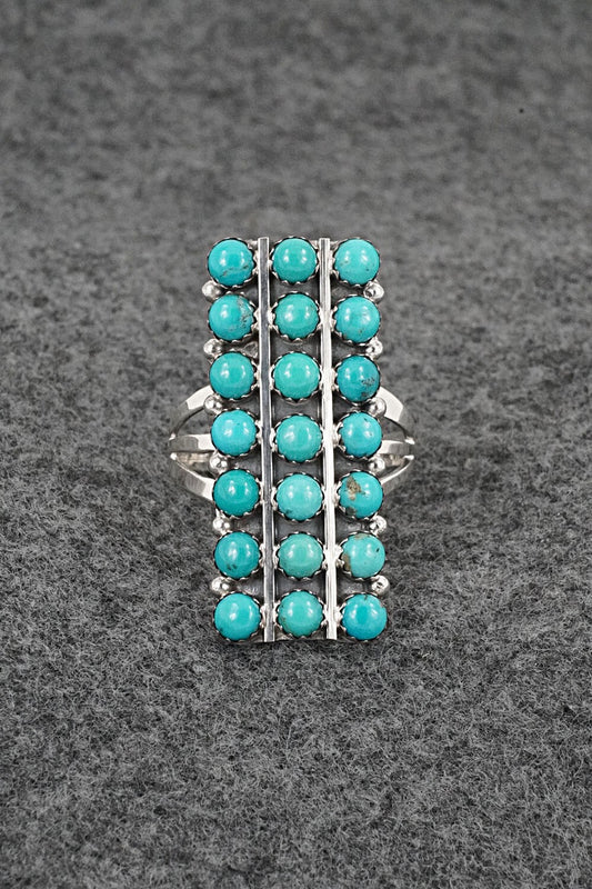 Turquoise & Sterling Silver Ring - Kenny Lonjose - Size 9.5