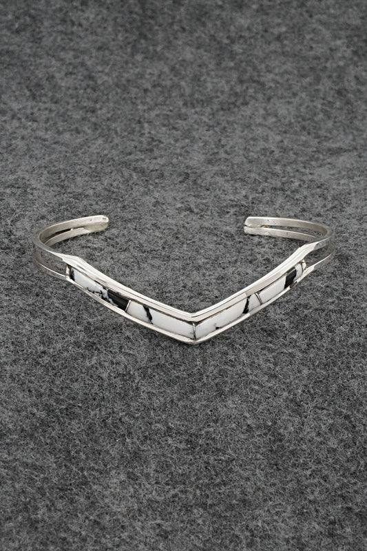 White Buffalo & Sterling Silver Inlay Bracelet - Jamie Johnson
