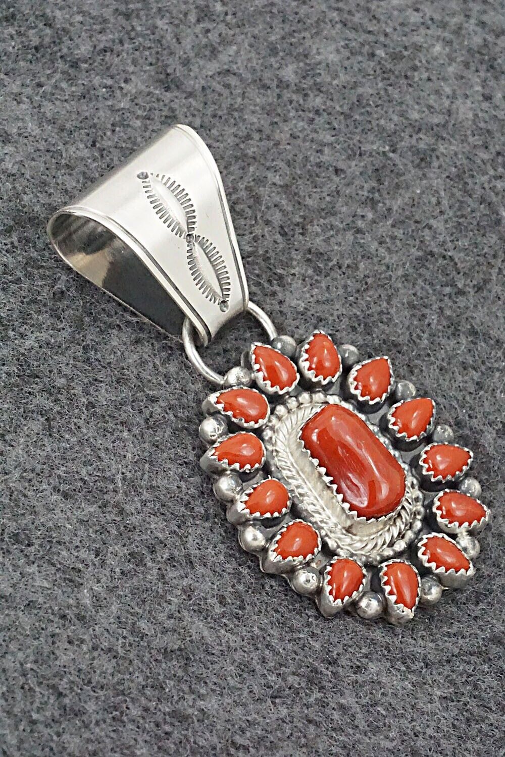 Coral & Sterling Silver Pendant - Tom Lewis