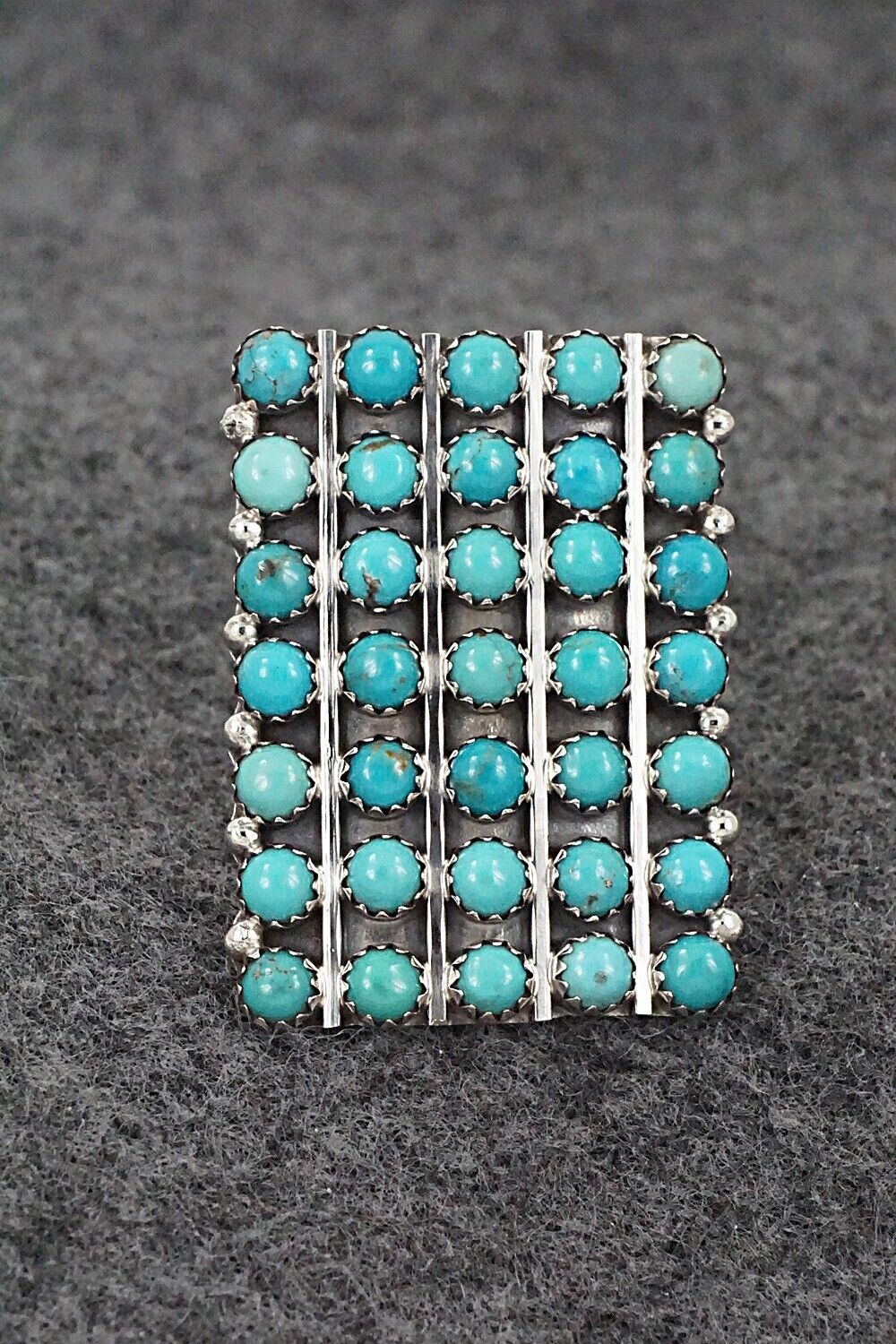 Turquoise & Sterling Silver Ring - Kenny Lonjose - Size 9