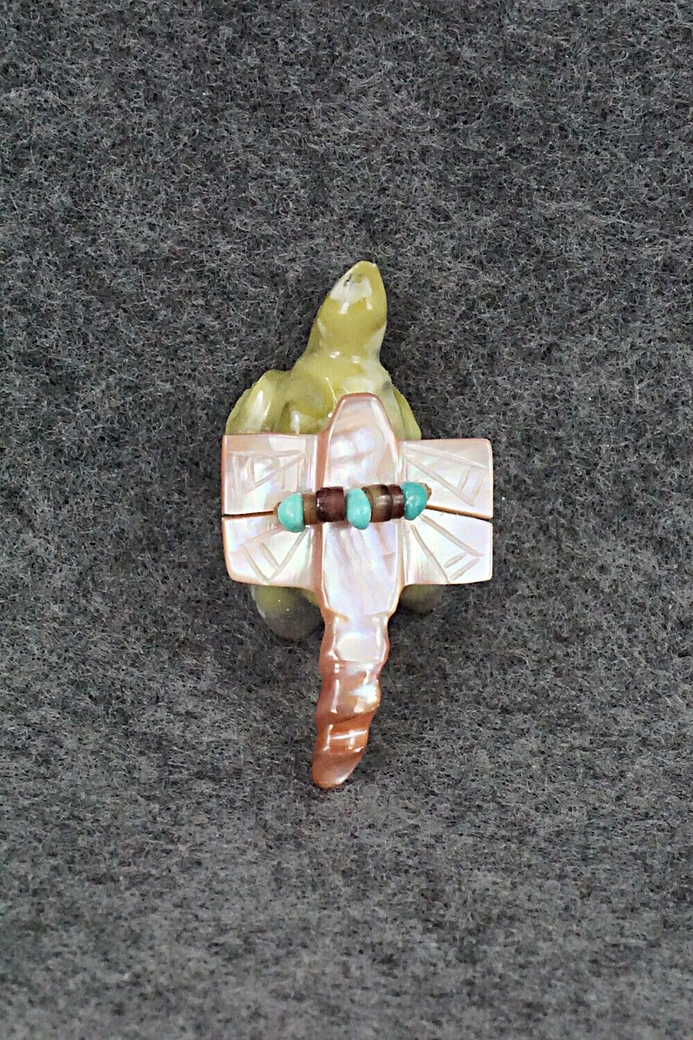 Turtle with Dragonfly Zuni Fetish Carving - Daisy Rose Leonard