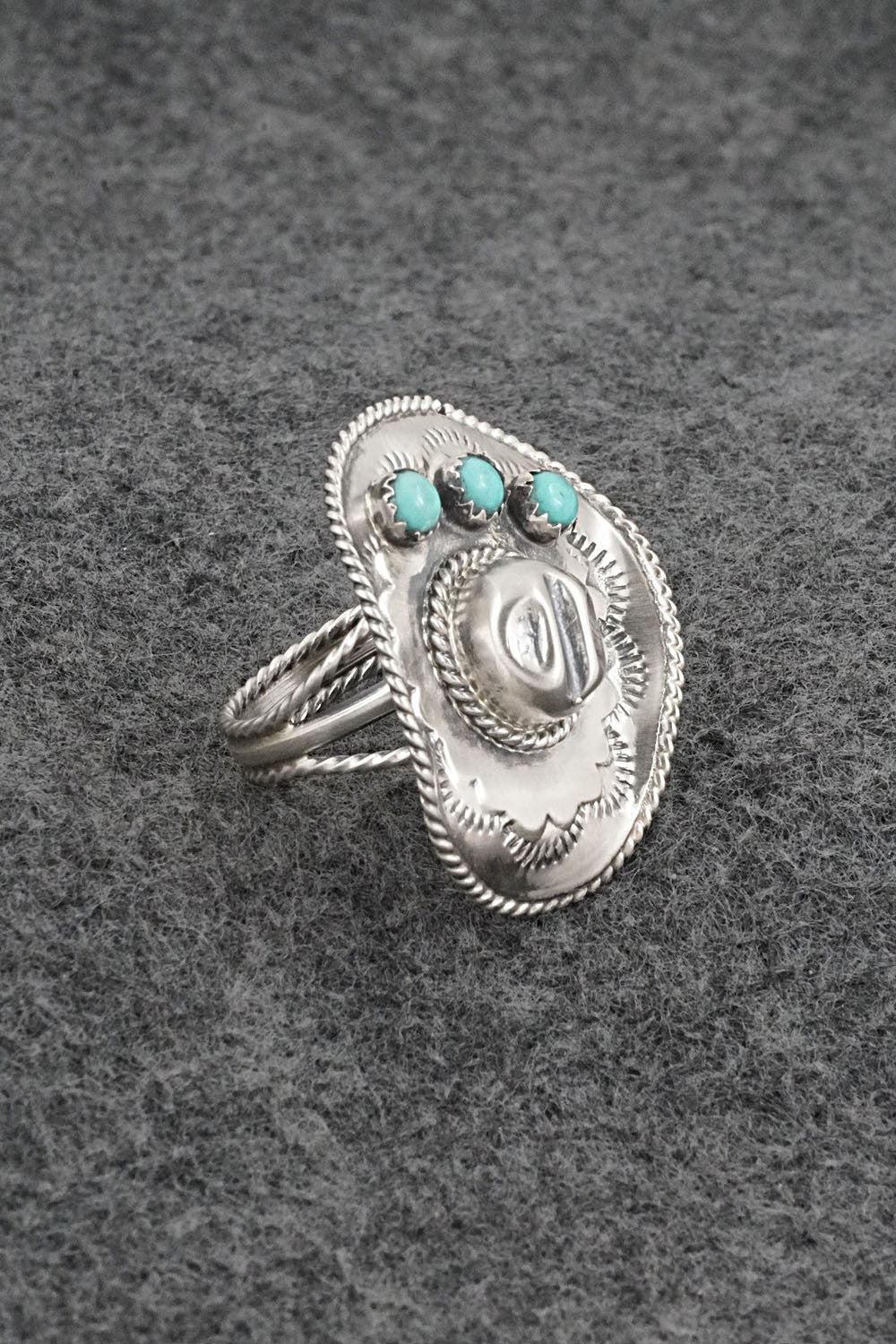 Turquoise & Sterling Silver Ring - Bobby Platero - Size 8