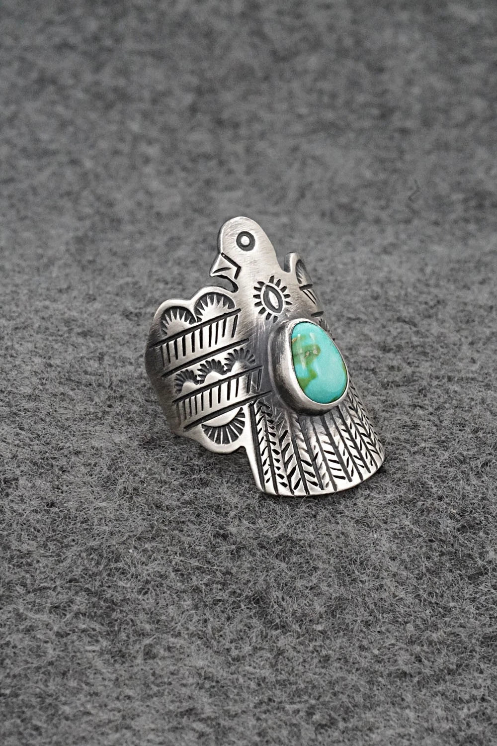 Turquoise and Sterling Silver Ring - Raymond Coriz - Size 9