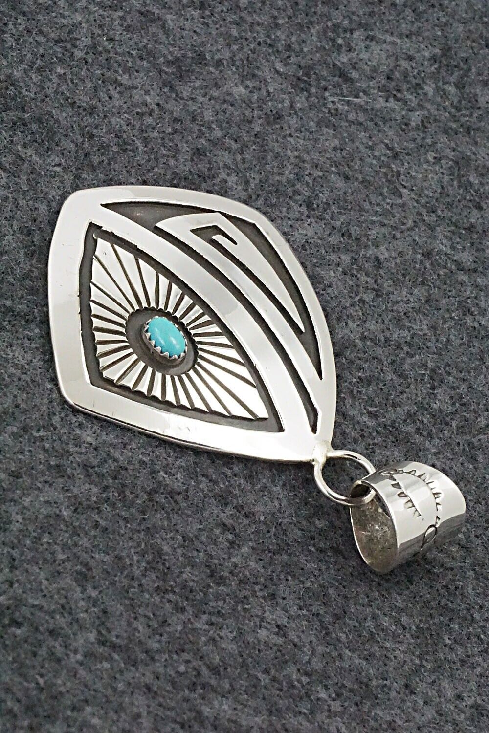 Turquoise and Sterling Silver Pendant - Rosco Scott