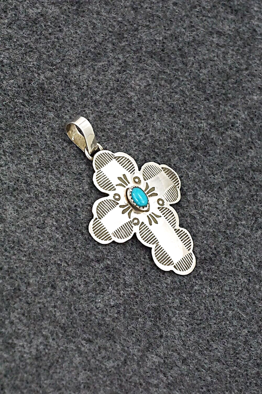 Turquoise & Sterling Silver Pendant - Bertha Begay