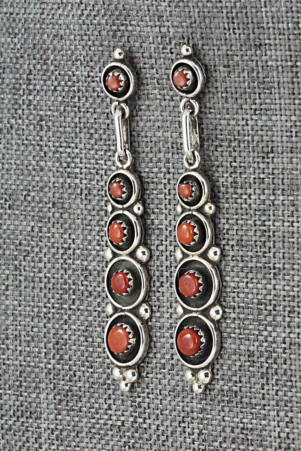 Coral & Sterling Silver Earrings - Michael Boone