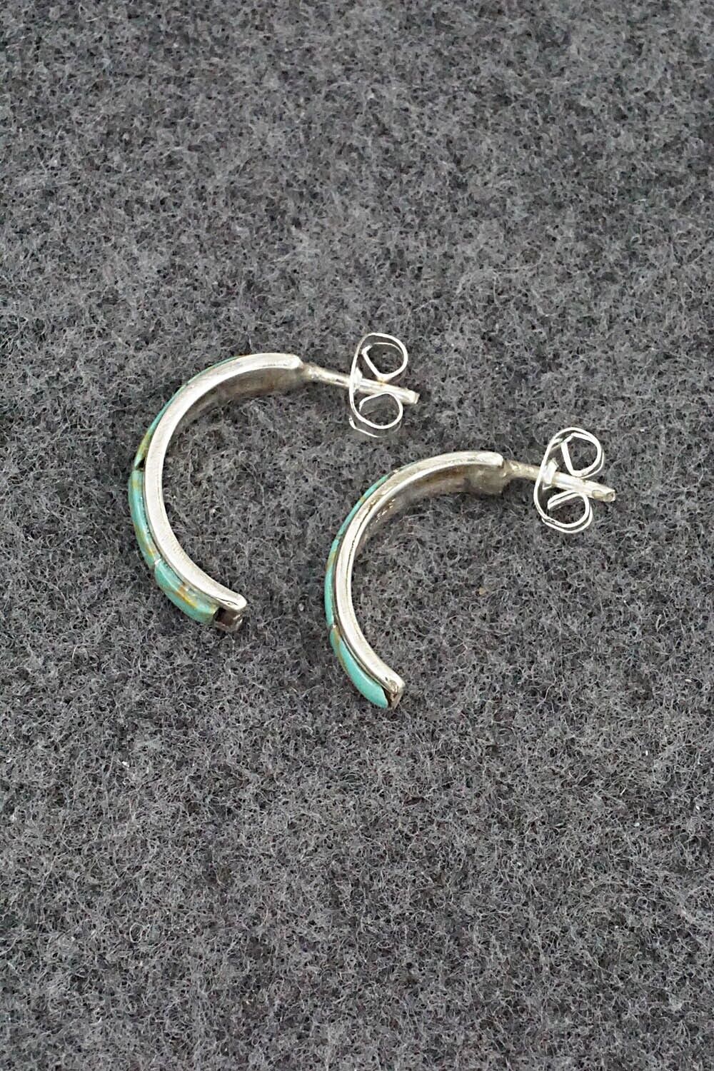 Turquoise & Sterling Silver Hoop Earrings - Alton Tom