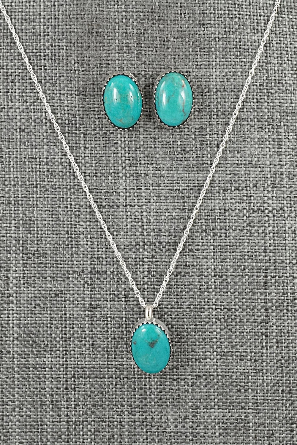 Turquoise & Sterling Silver Necklace Set - Murray Hannaweeka