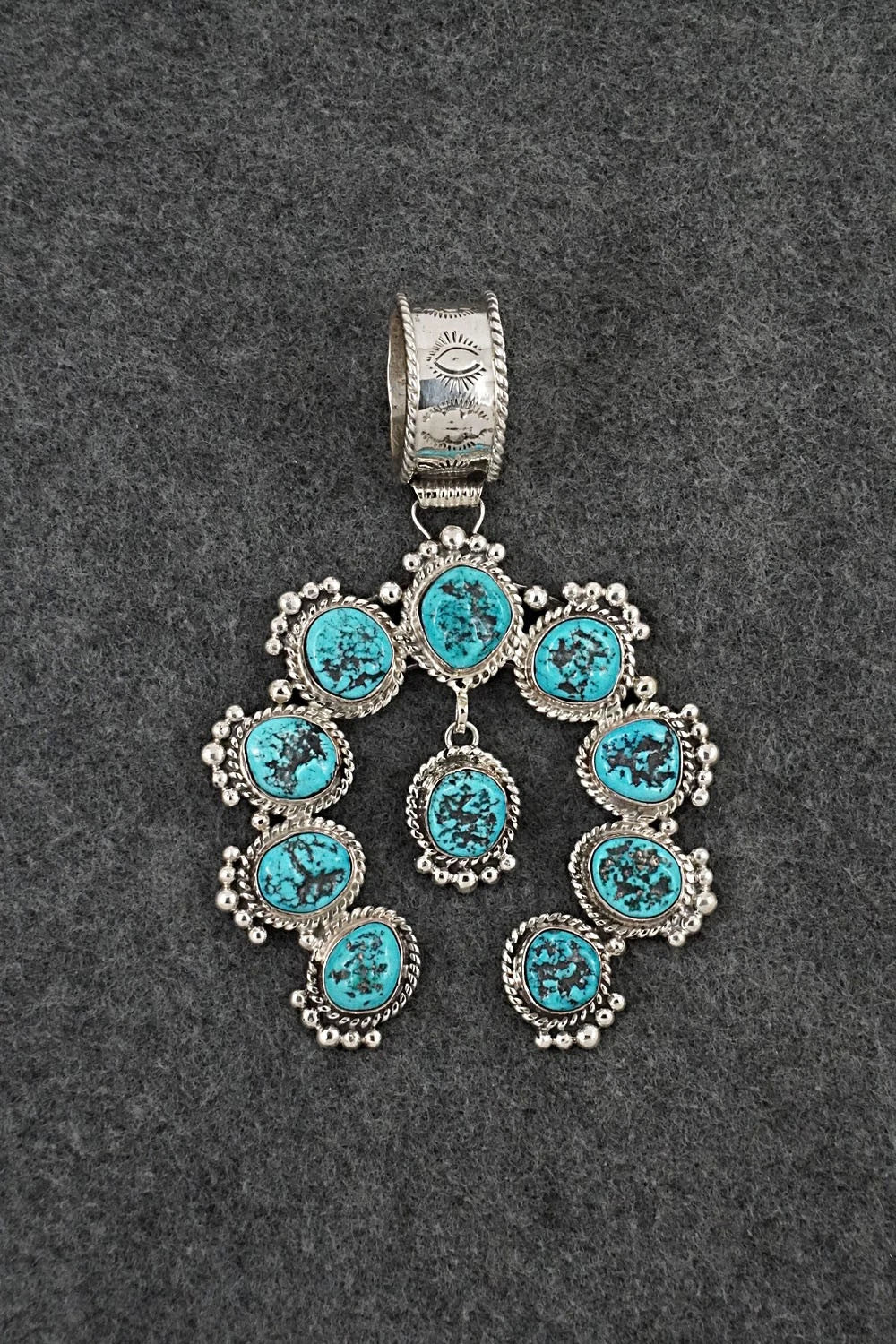 Turquoise and Sterling Silver Naja Pendant - Vernon Johnson