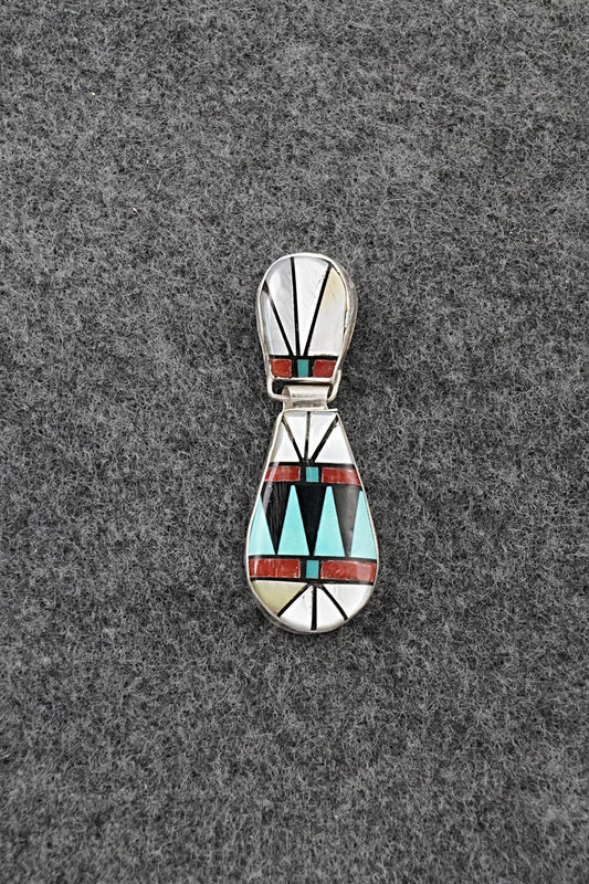 Multi Stone & Sterling Silver Inlay Pendant - Ola Eriacho
