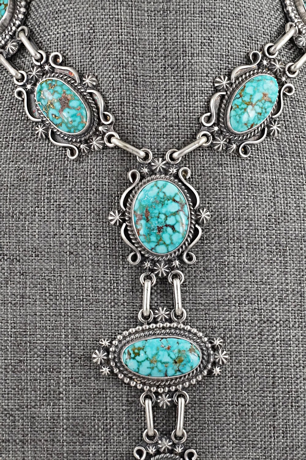 Turquoise & Sterling Silver Necklace and Earrings Set - Raymond Delgarito