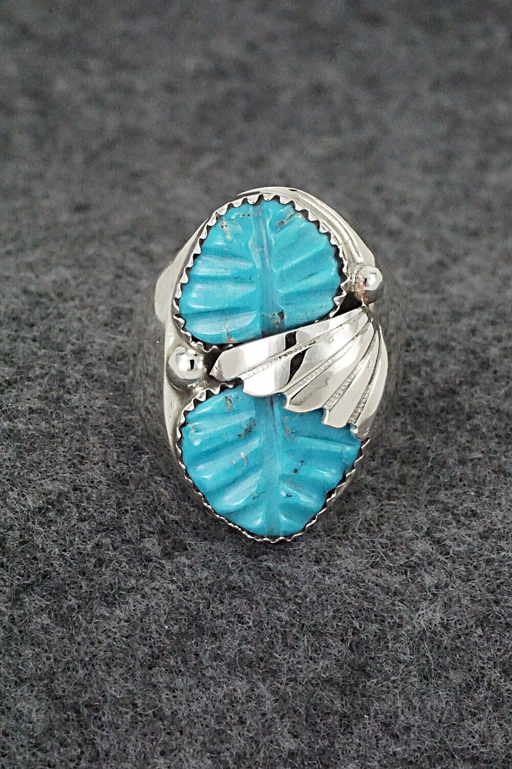 Turquoise & Sterling Silver Ring - Lyolita Tsattie - Size 8.5