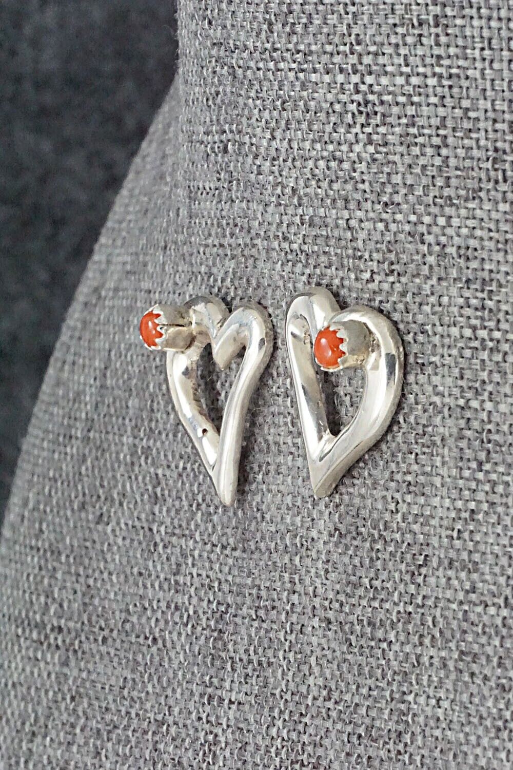Coral & Sterling Silver Earrings - Michael Kee
