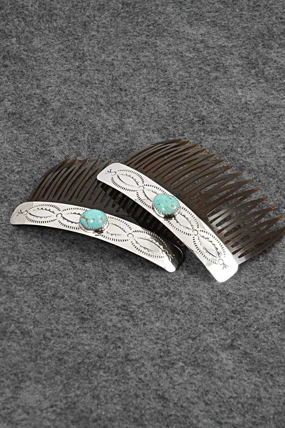 Turquoise & Sterling Silver Hair Combs - Jolene Begay