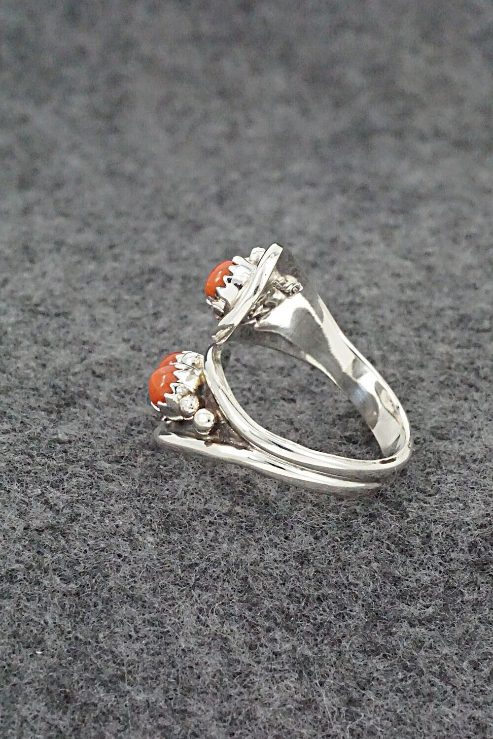 Coral & Sterling Silver Ring - Annette Chiquito - Size 9